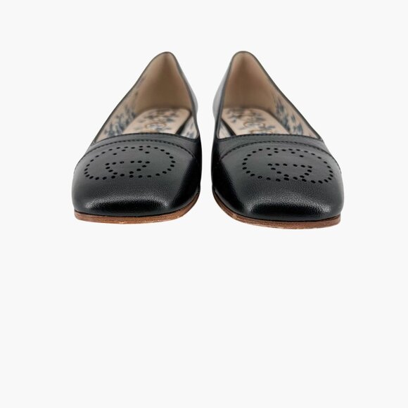 Gucci Hills GG Interlock Black Leather Cap Toe Ballet Flats Shoes Size 39 US 9 - Picture 6 of 16